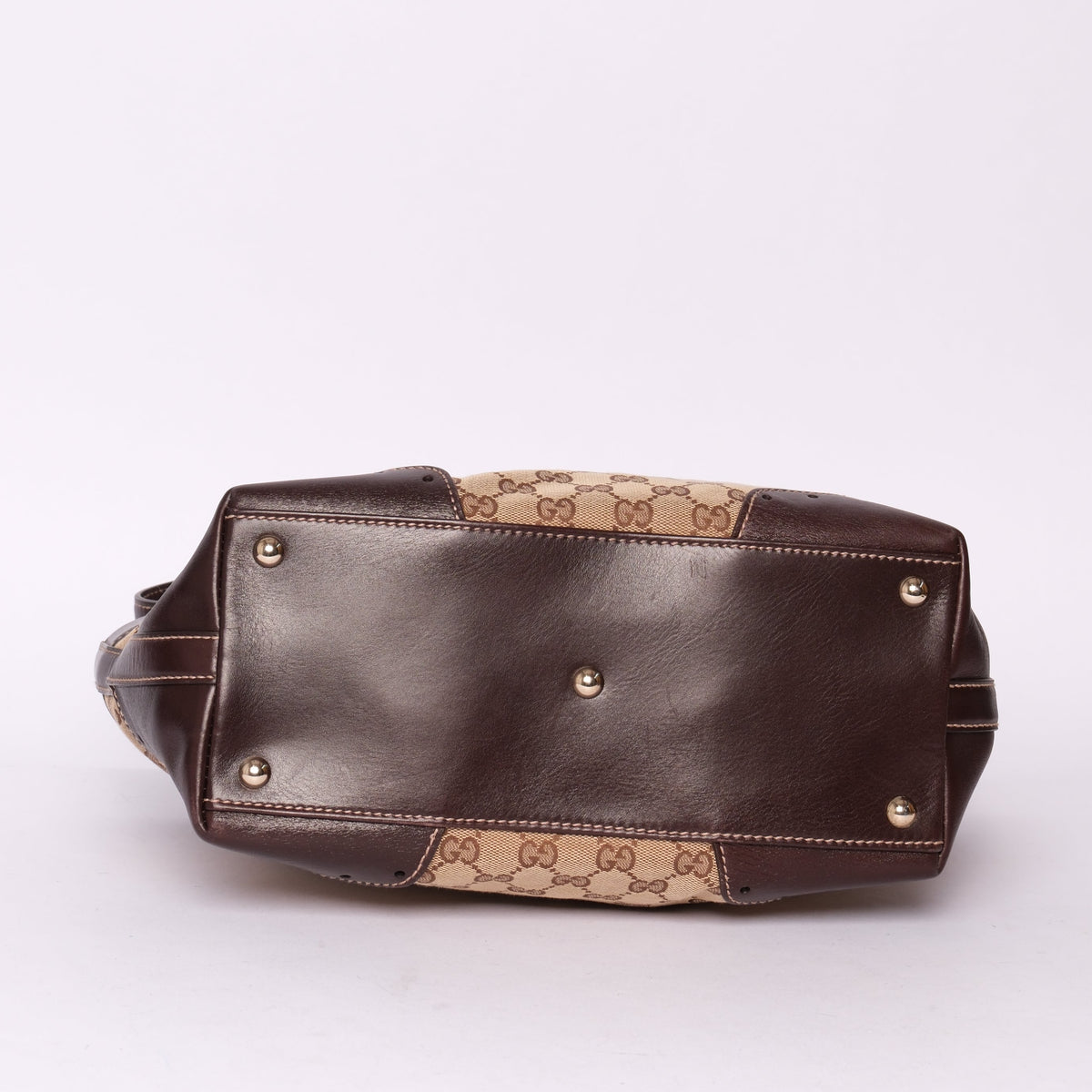 Gucci Brown Canvas & Leather Monogram Punch Tote Bag