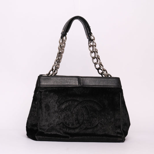 Chanel Black Pony-Hair & Leather Tote Bag