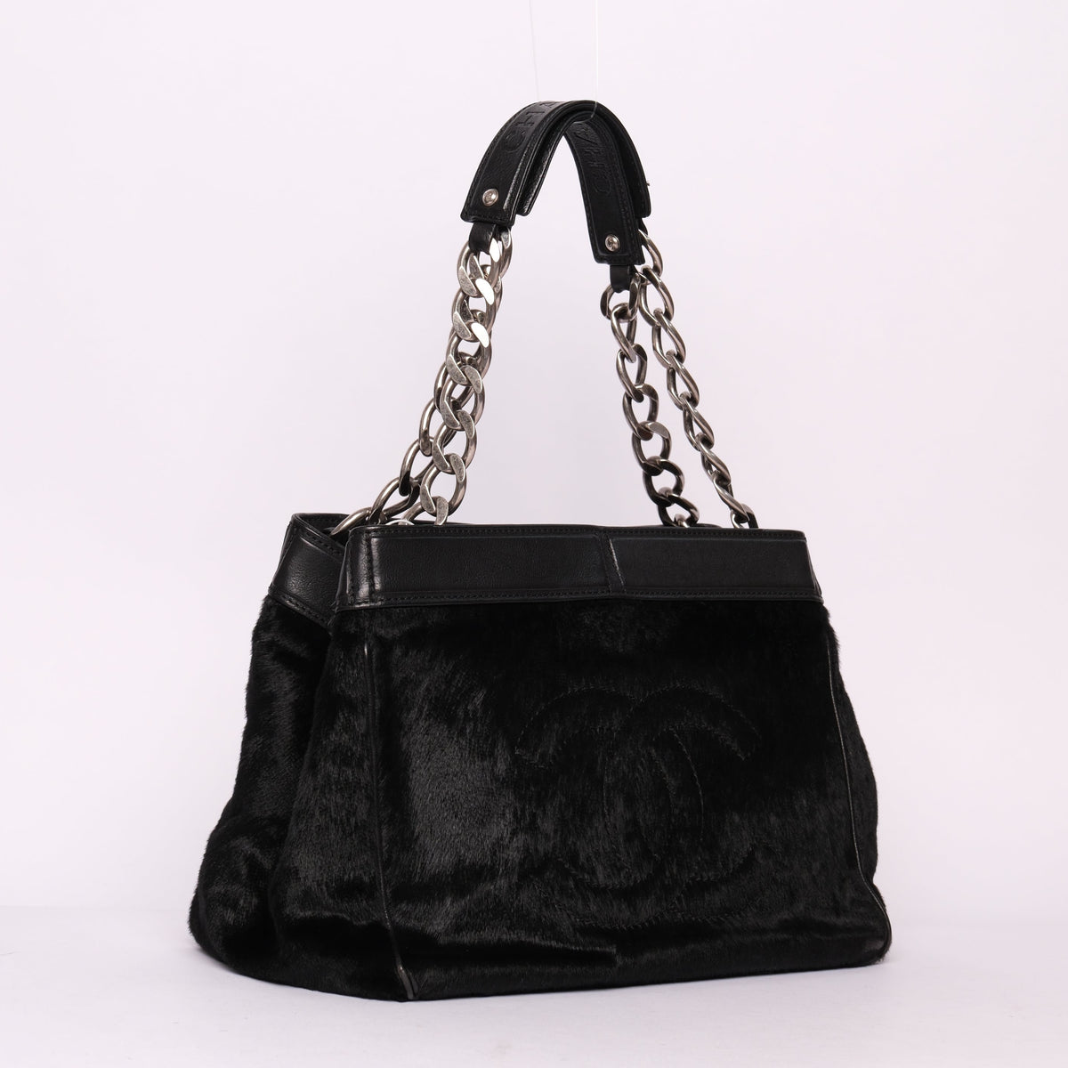 Chanel Black Pony-Hair & Leather Tote Bag