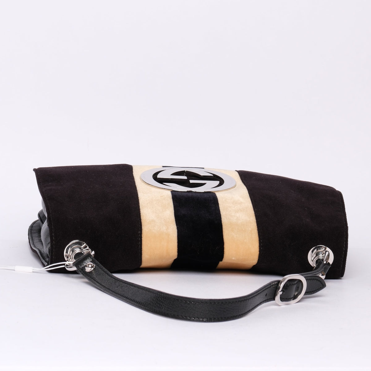 Gucci Black Velour & Leather Blonde Handbag