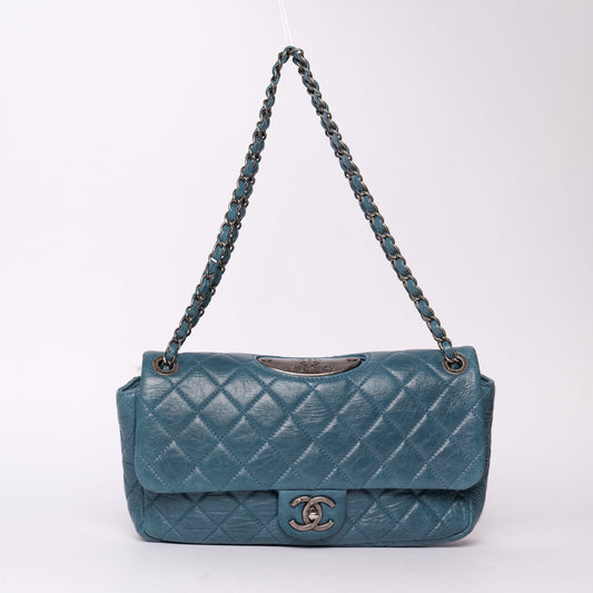 Chanel Blue Paris-Dallas Plaque Double Flap