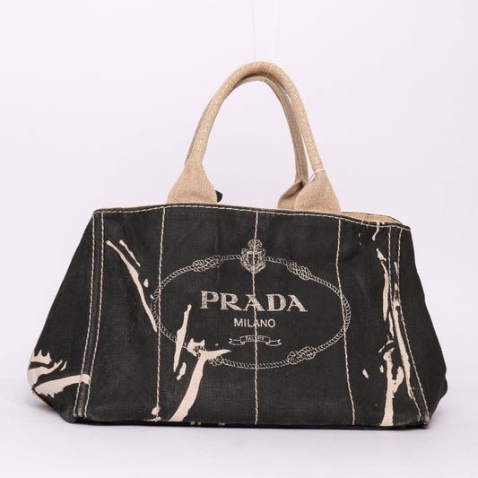 Prada Black & White Canvas Canapa