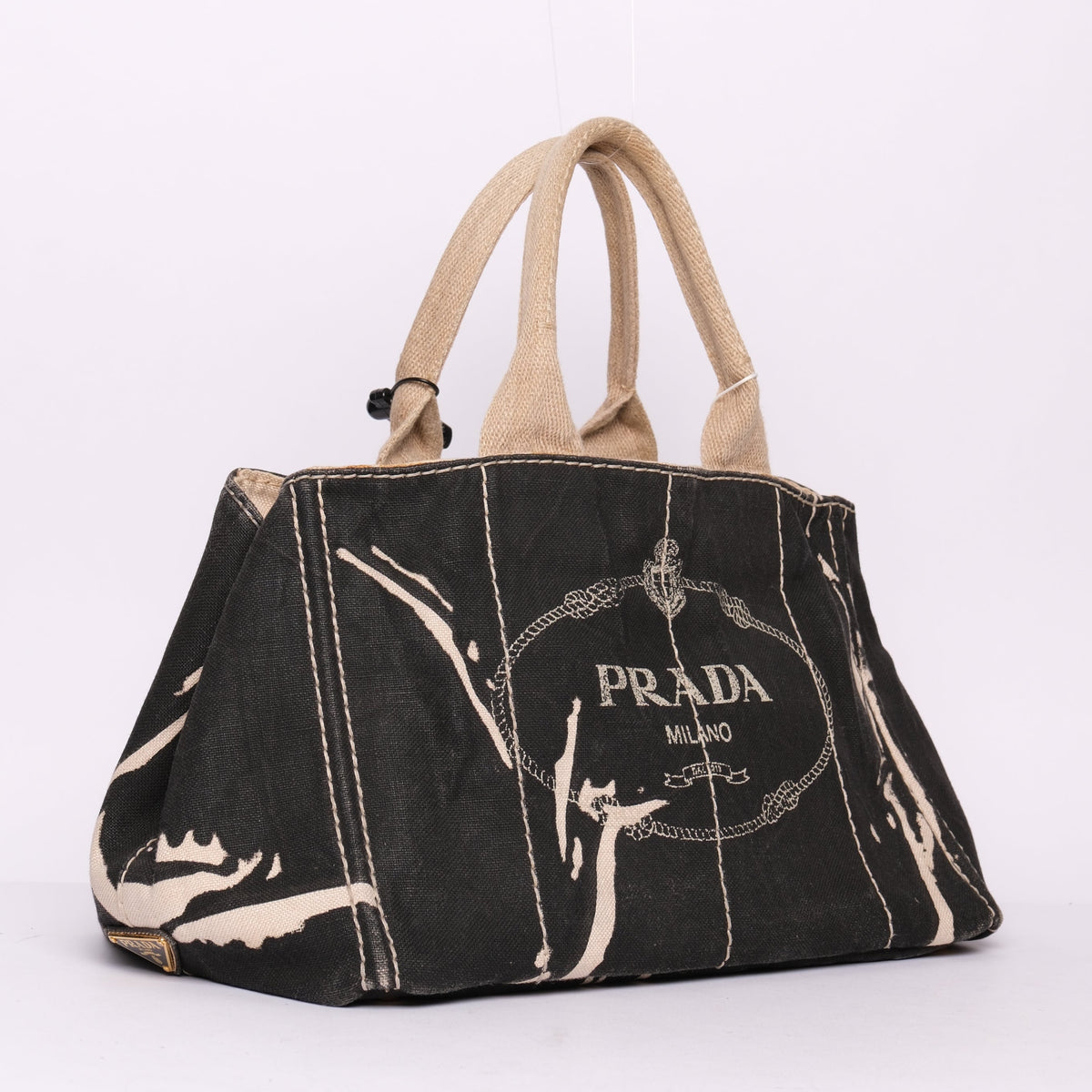 Prada Black & White Canvas Canapa
