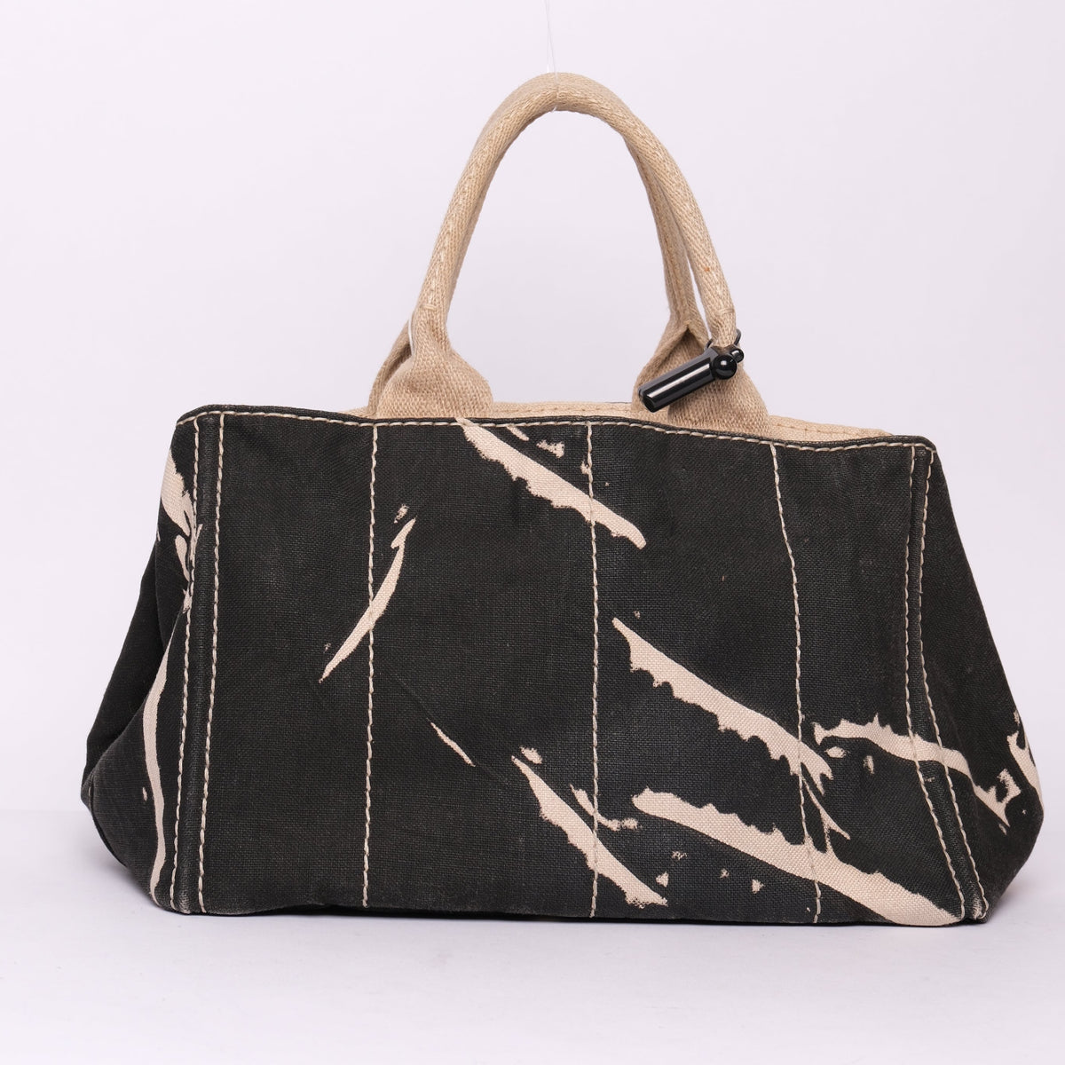Prada Black & White Canvas Canapa