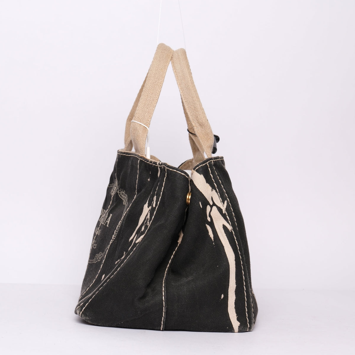 Prada Black & White Canvas Canapa