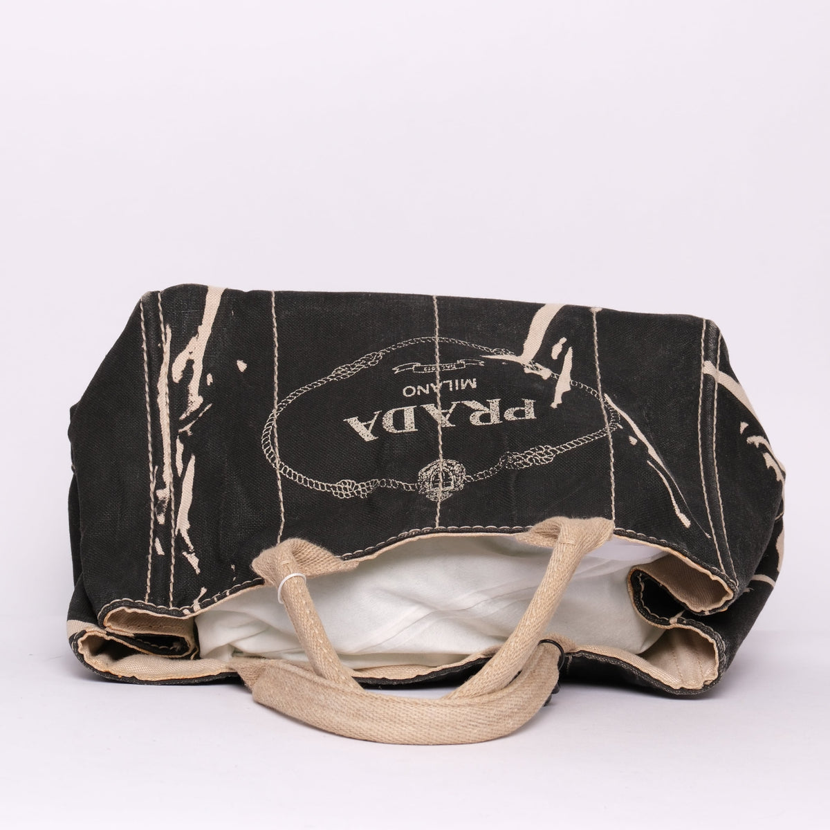Prada Black & White Canvas Canapa