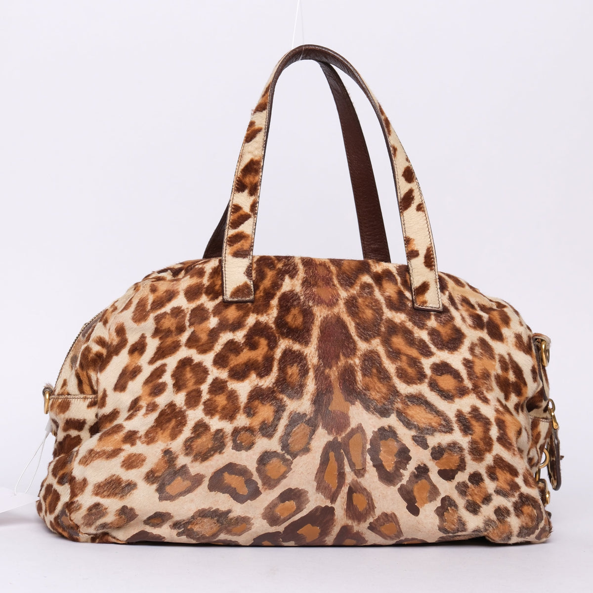 Prada Brown Pony Hair Cheetah Printed Cavaillino Bauletto Bag GHW