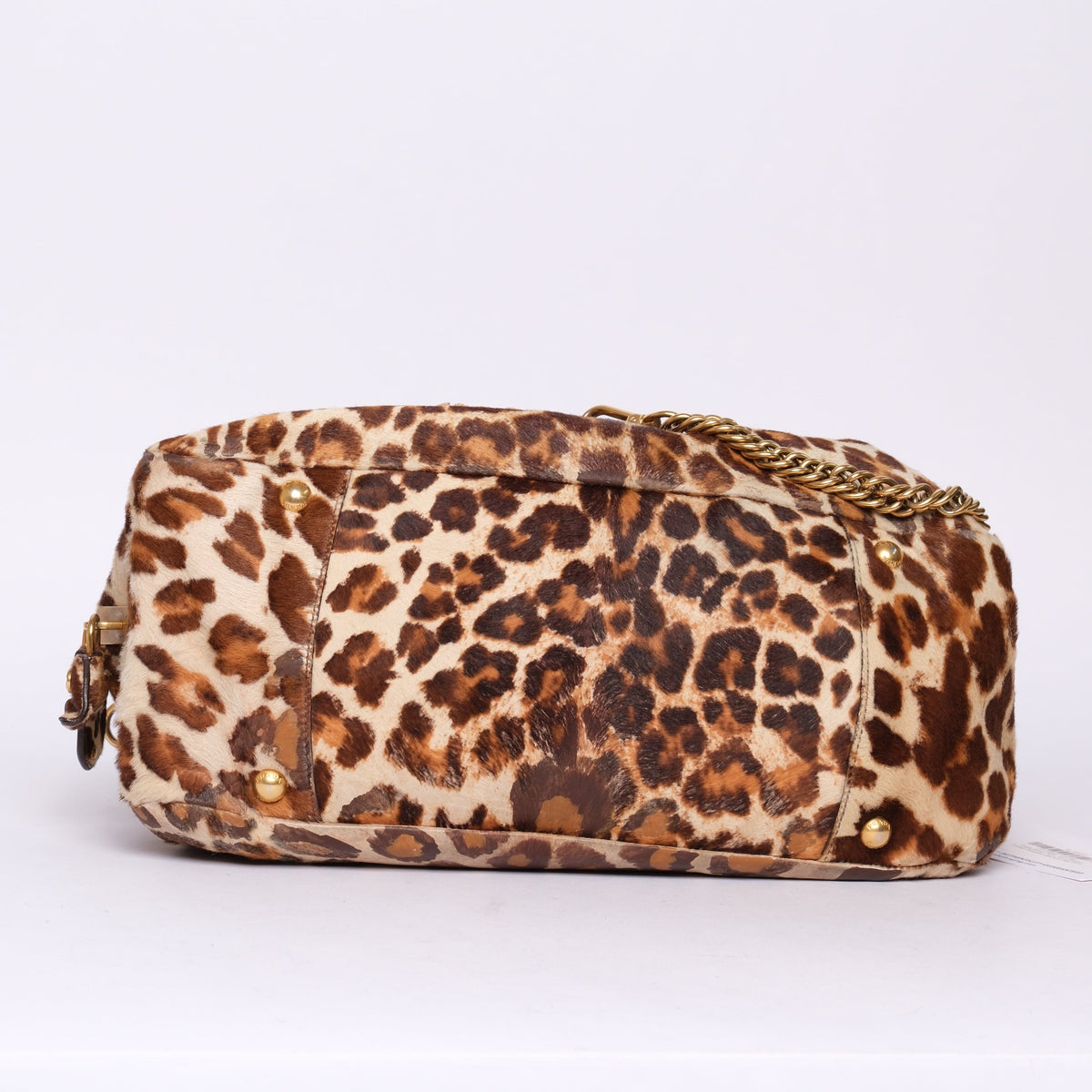 Prada Brown Pony Hair Cheetah Printed Cavaillino Bauletto Bag GHW