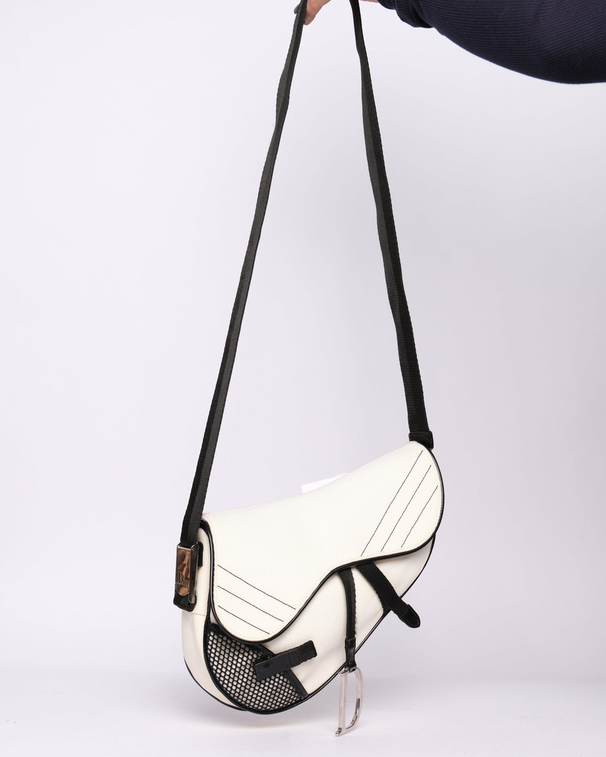 Christian Dior White Nylon Saddle Messenger