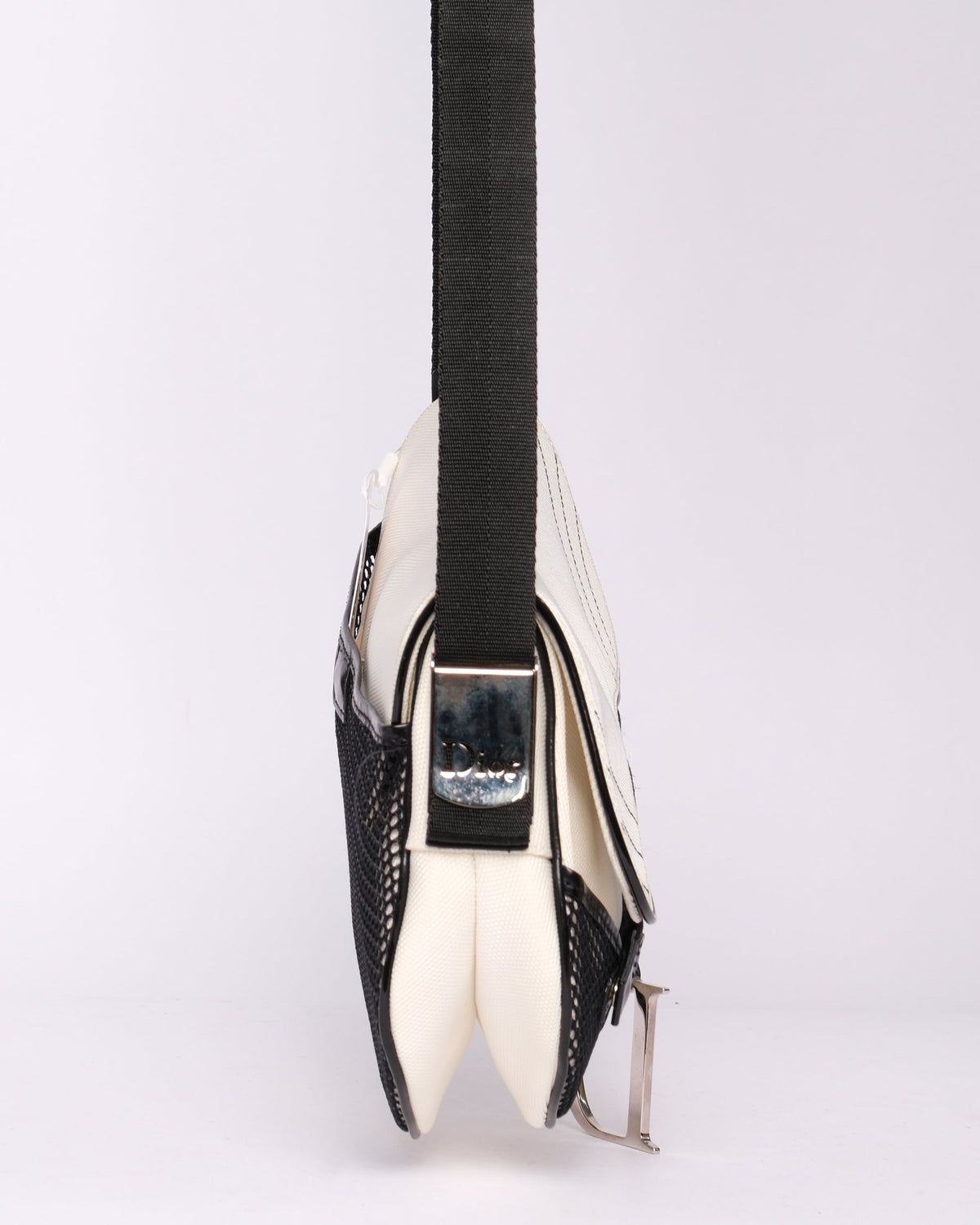 Christian Dior White Nylon Saddle Messenger