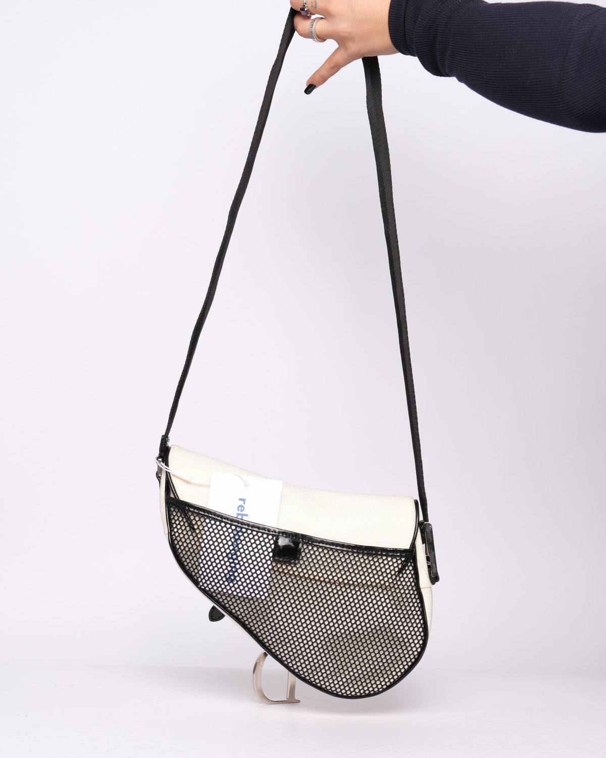 Christian Dior White Nylon Saddle Messenger