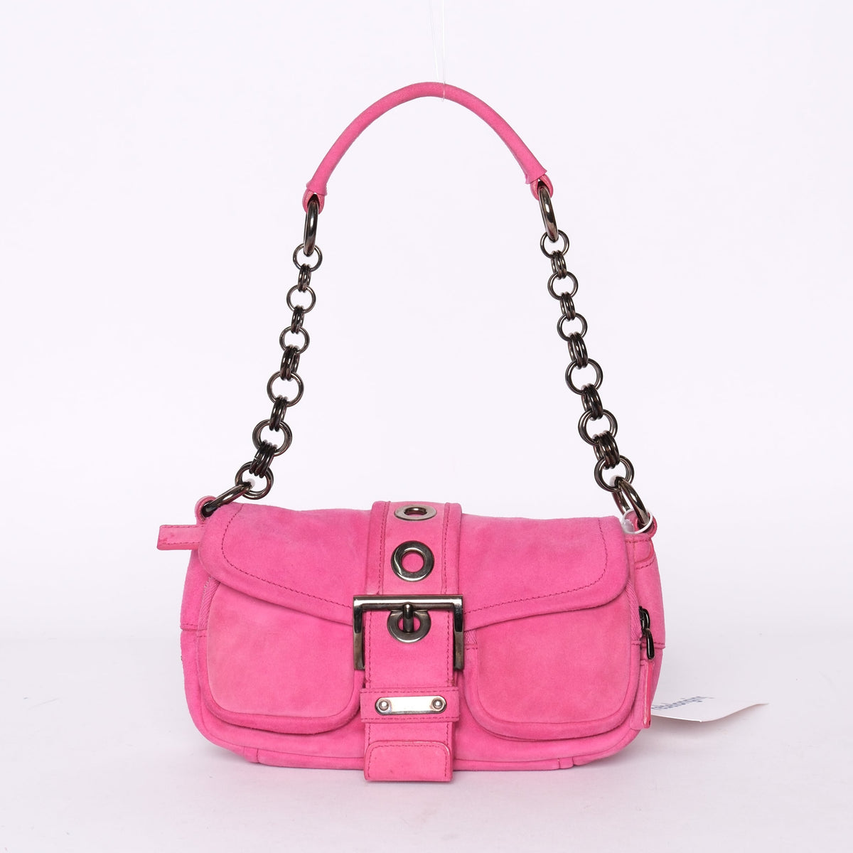 Prada Pink Suede Chain Shoulder Bag