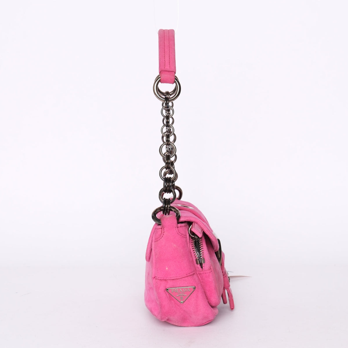 Prada Pink Suede Chain Shoulder Bag