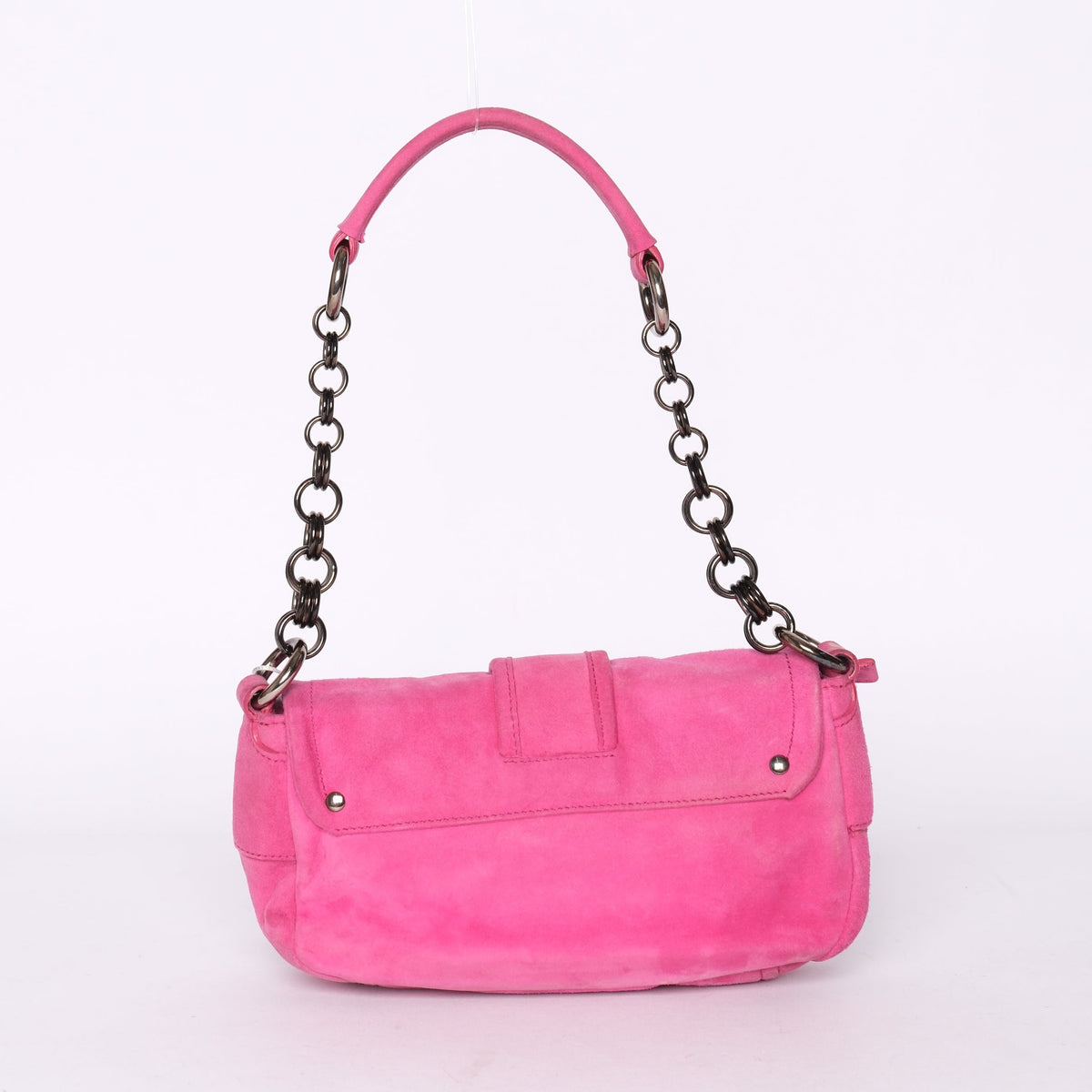 Prada Pink Suede Chain Shoulder Bag