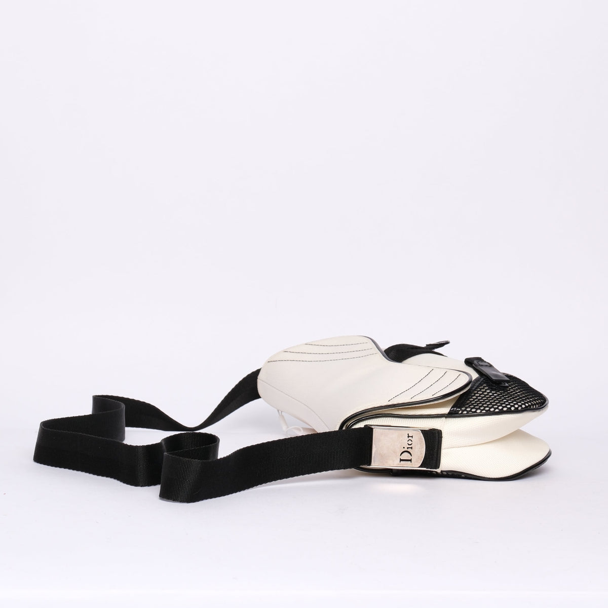 Christian Dior White Nylon Saddle Messenger