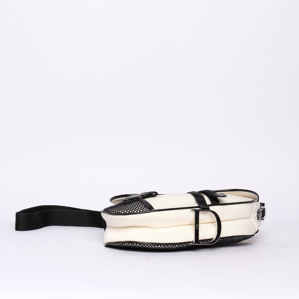 Christian Dior White Nylon Saddle Messenger