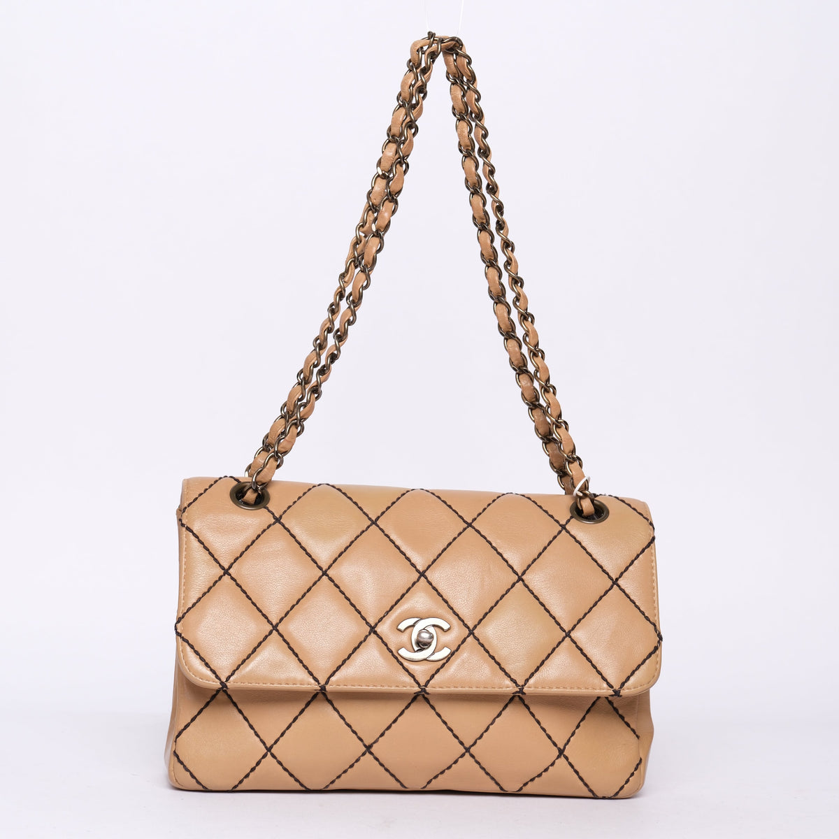 Chanel Beige Tonal Stitch Flap Bag