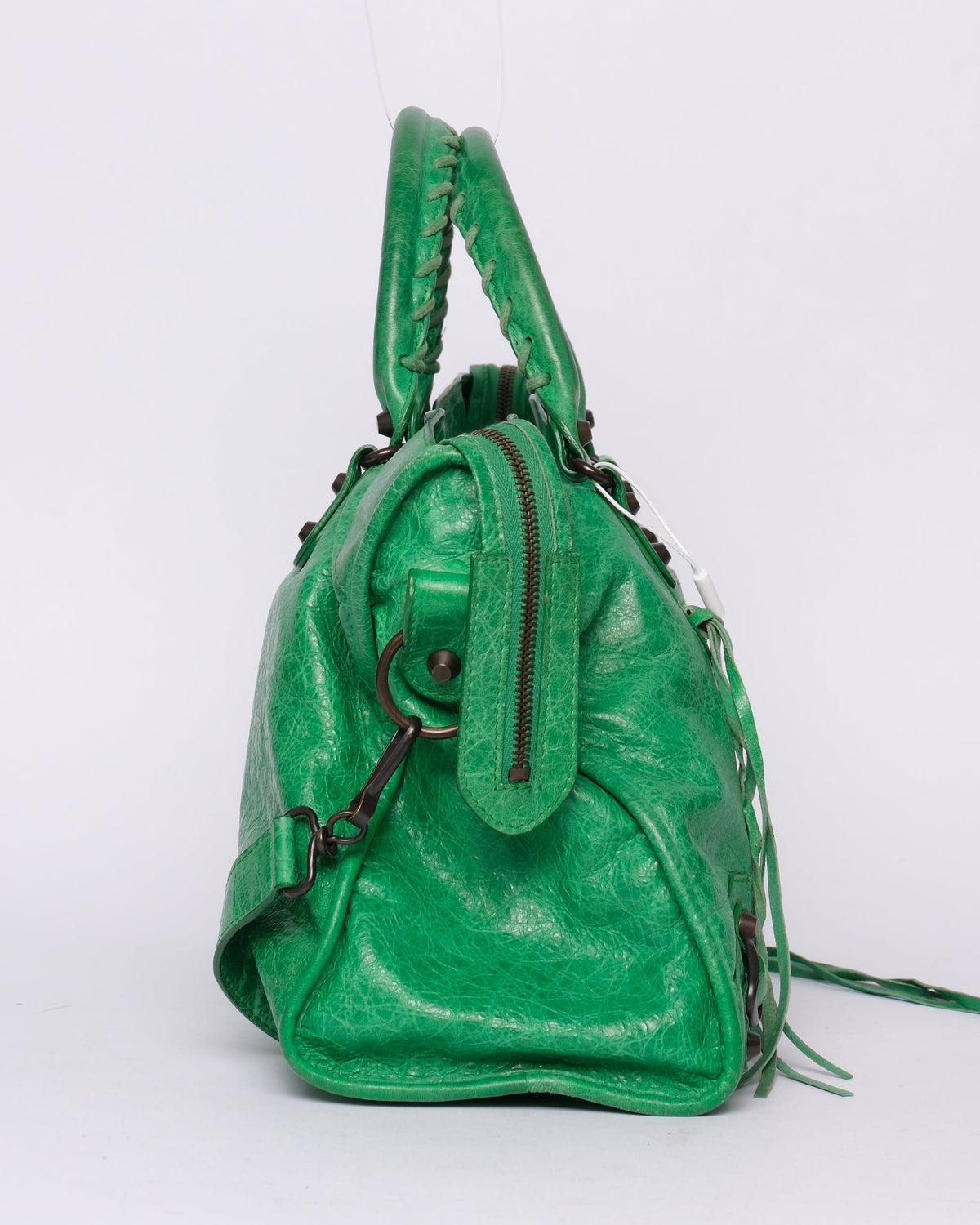 Balenciaga Green Leather City Bag Brass HW