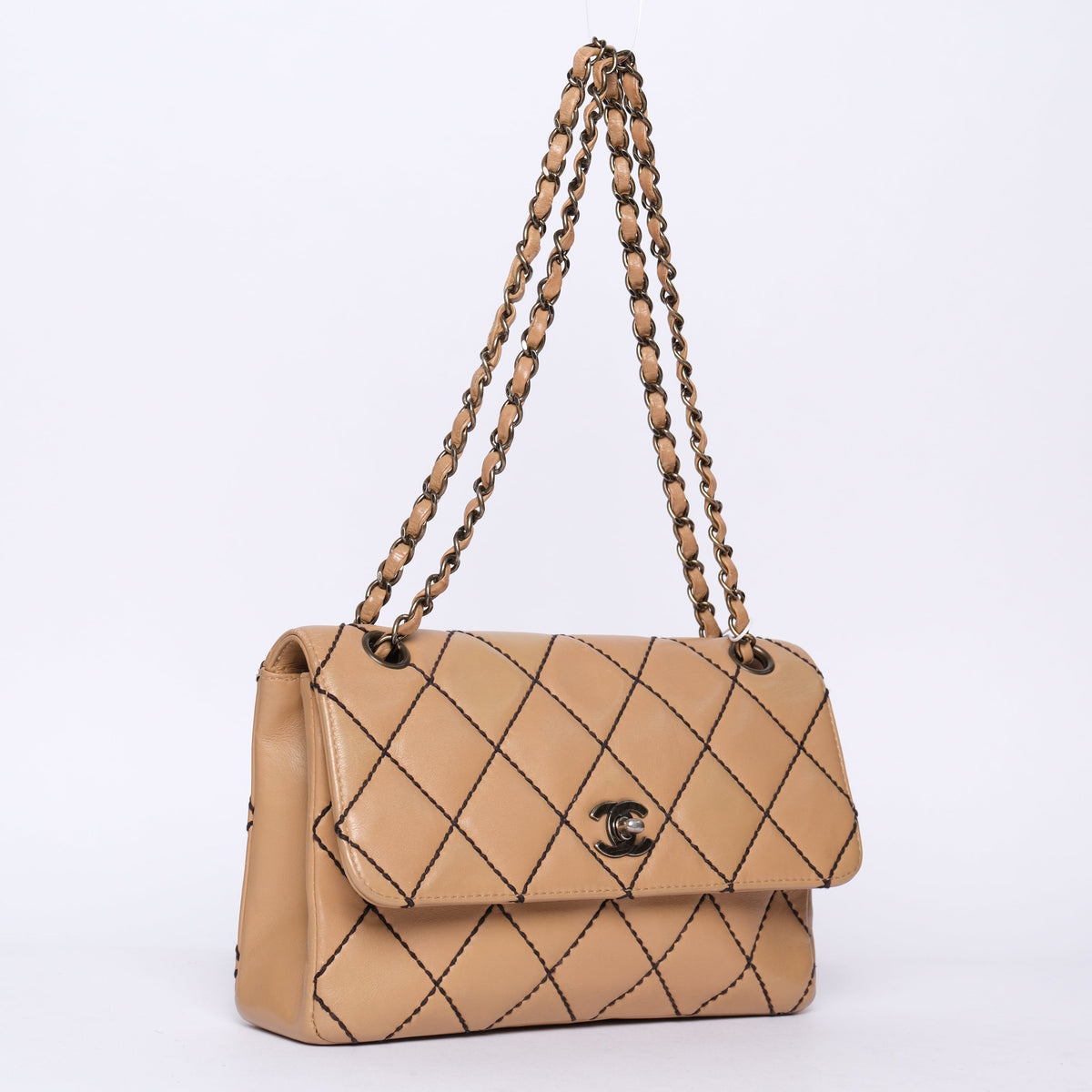 Chanel Beige Tonal Stitch Flap Bag