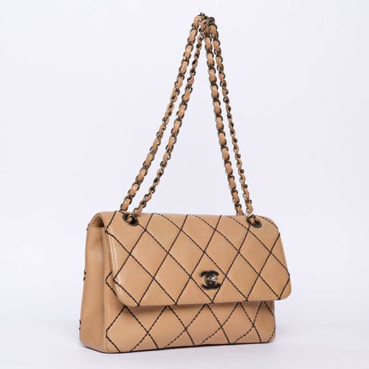 Chanel Beige Tonal Stitch Flap Bag