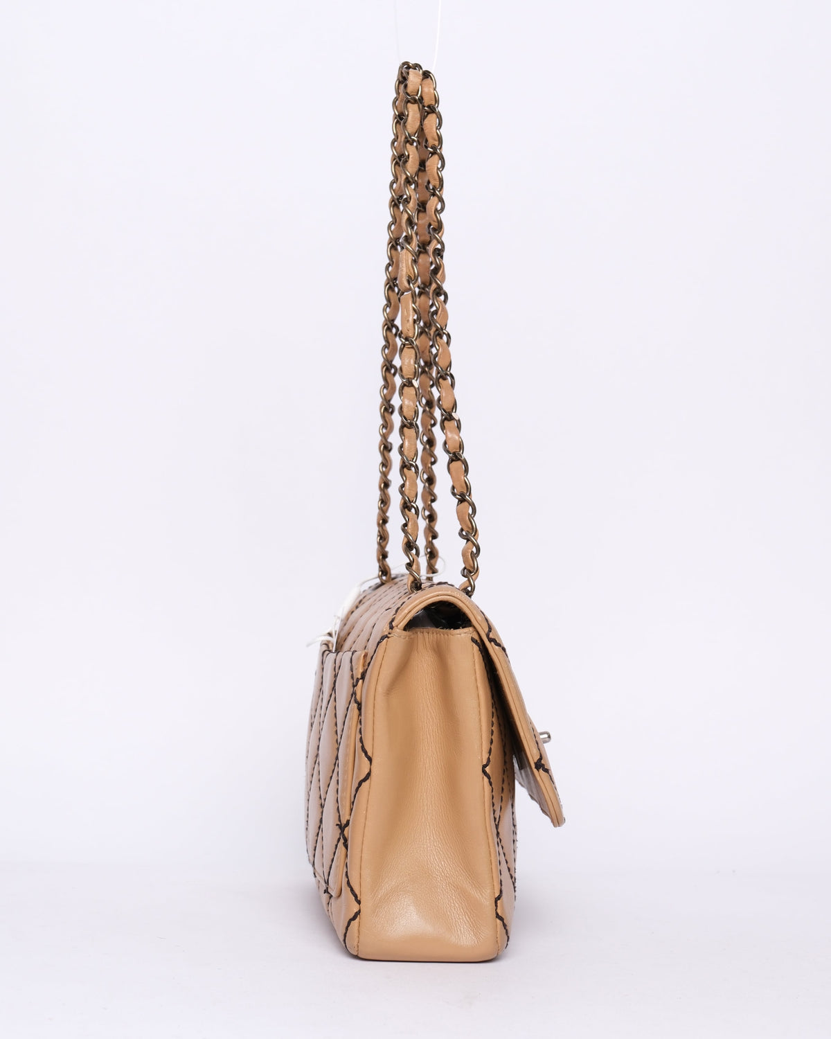 Chanel Beige Tonal Stitch Flap Bag