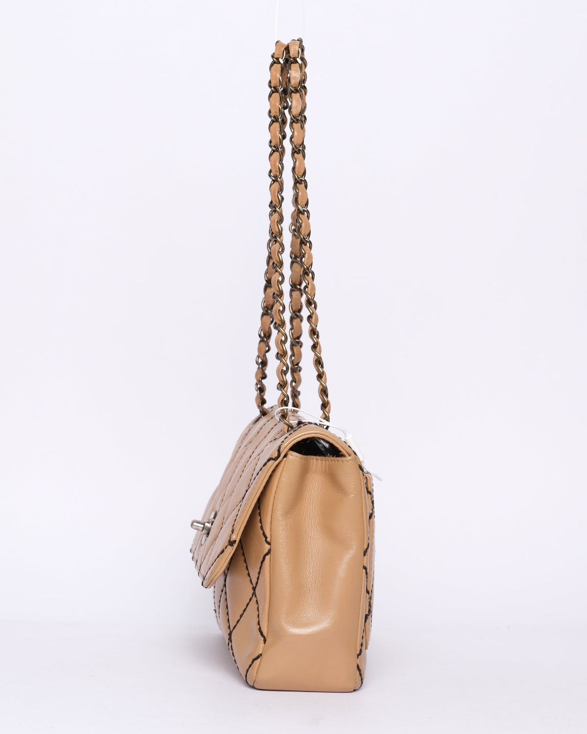 Chanel Beige Tonal Stitch Flap Bag