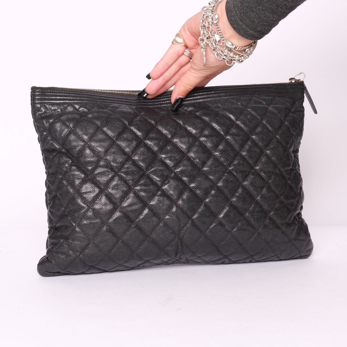 Chanel Caviar Leather Large Boy Clutch