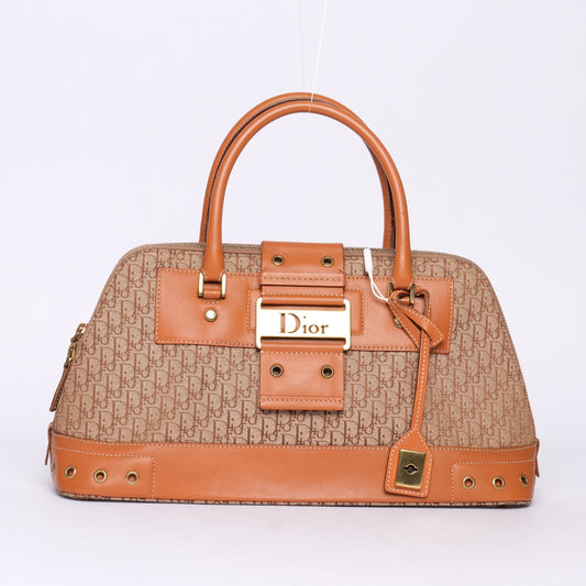 Christian Dior Brown Cavnas & Leather Street Chic Top Handle Boston Bag