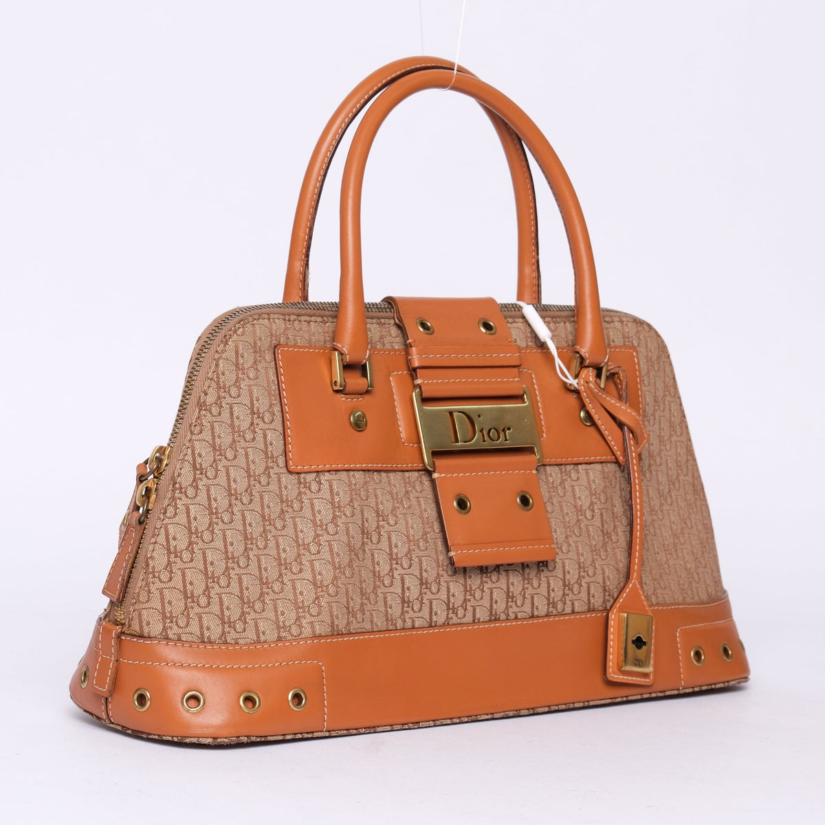 Christian Dior Brown Cavnas & Leather Street Chic Top Handle Boston Bag