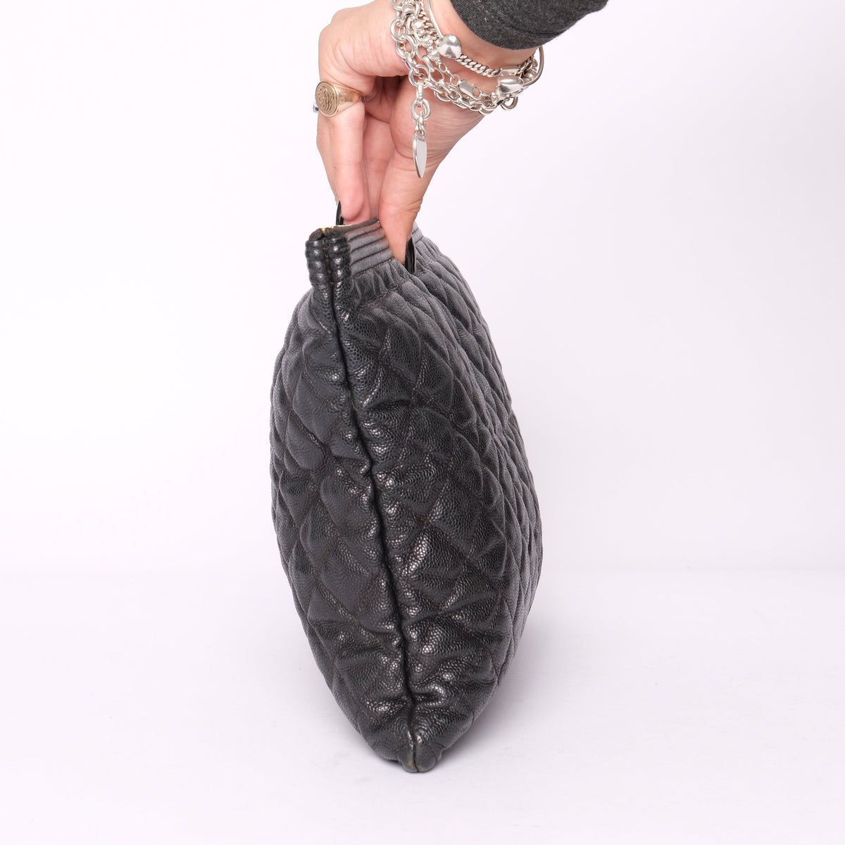 Chanel Caviar Leather Large Boy Clutch