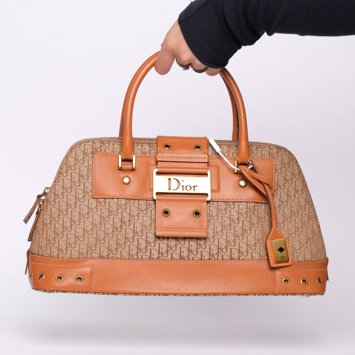 Christian Dior Brown Cavnas & Leather Street Chic Top Handle Boston Bag