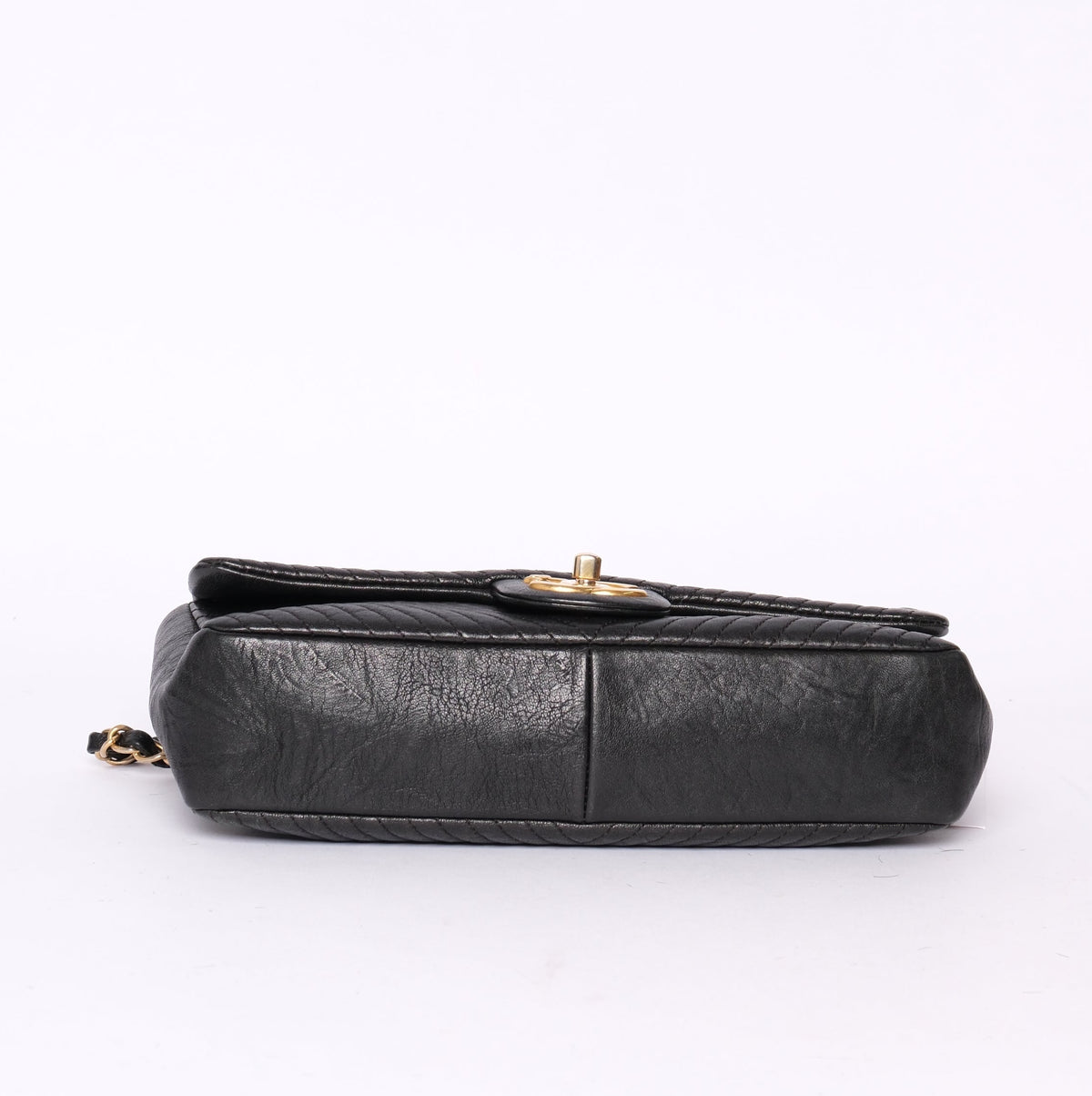 Chanel Black Lambskin Leather Chevron Flap GHW