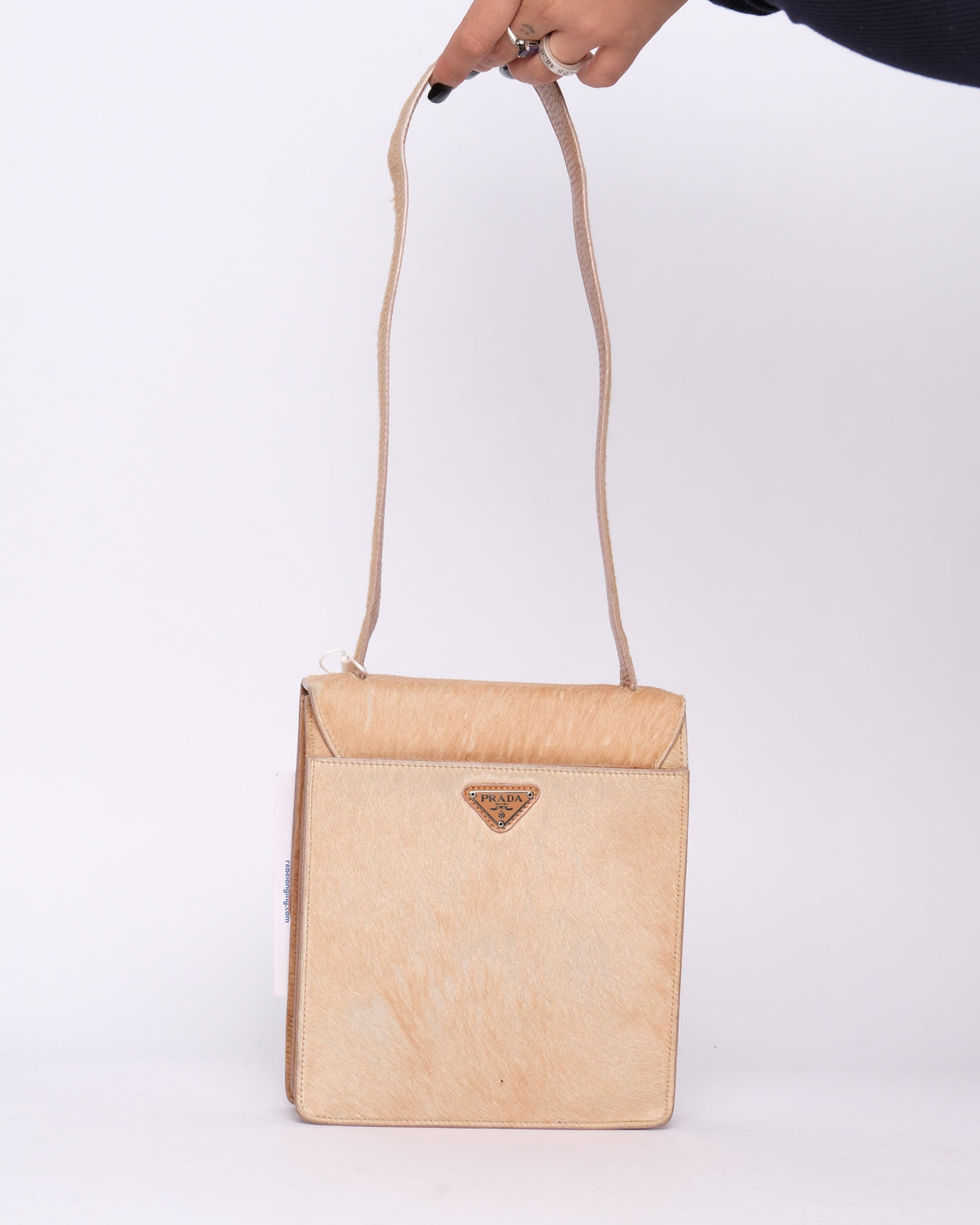 Prada Brown Ponyhair Buckle Front Shoulder Bag