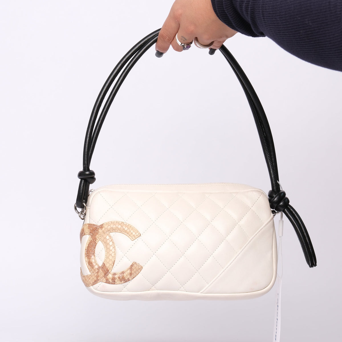 Chanel White Cambon Python Pochette