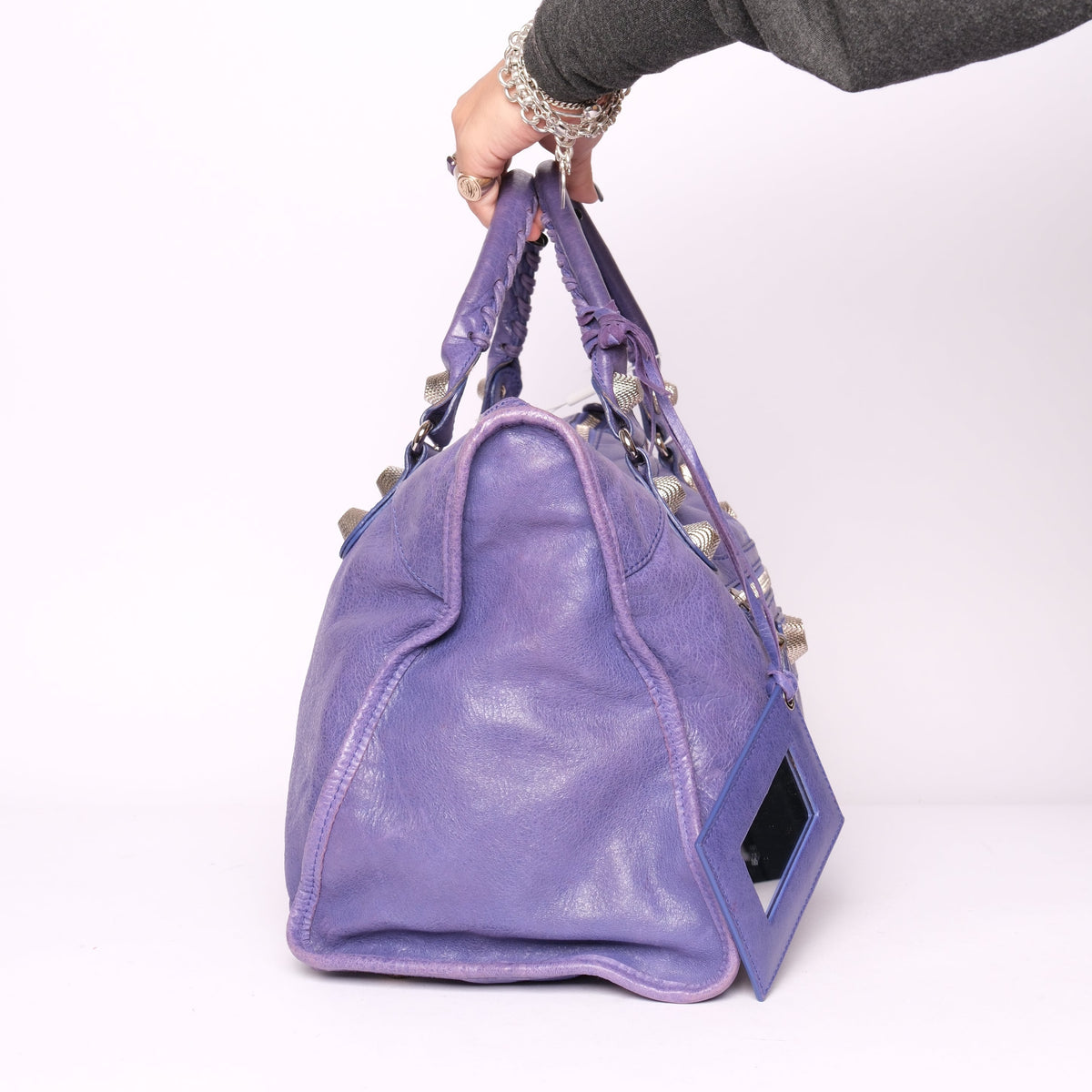 Balenciaga Purple Work City Bag w/ Silver Giant Hardware