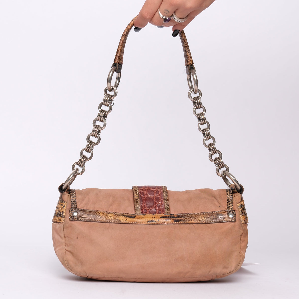 Prada Brown Tortoise & Nylon Double Pocket Shoulder Bag