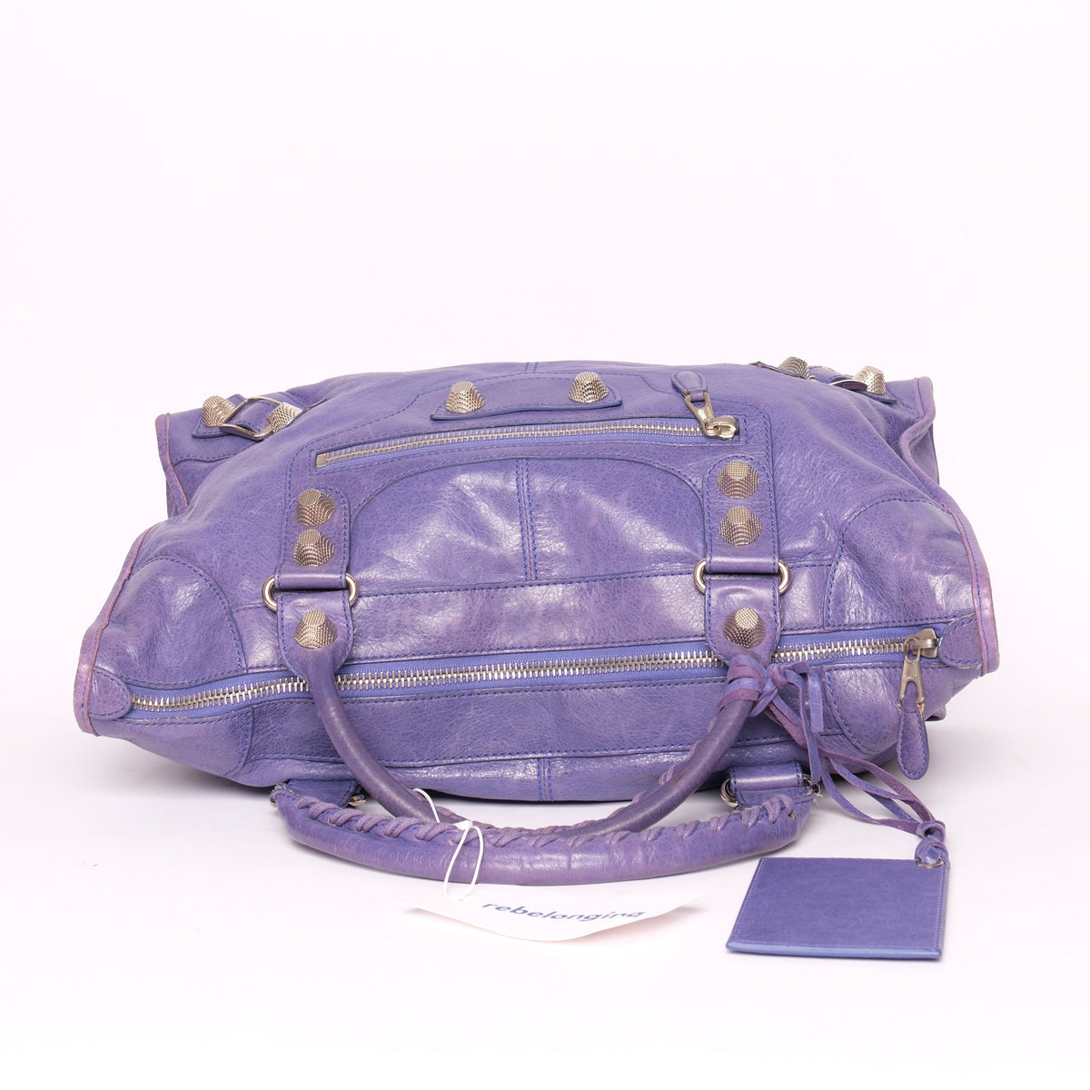 Balenciaga Purple Work City Bag w/ Silver Giant Hardware