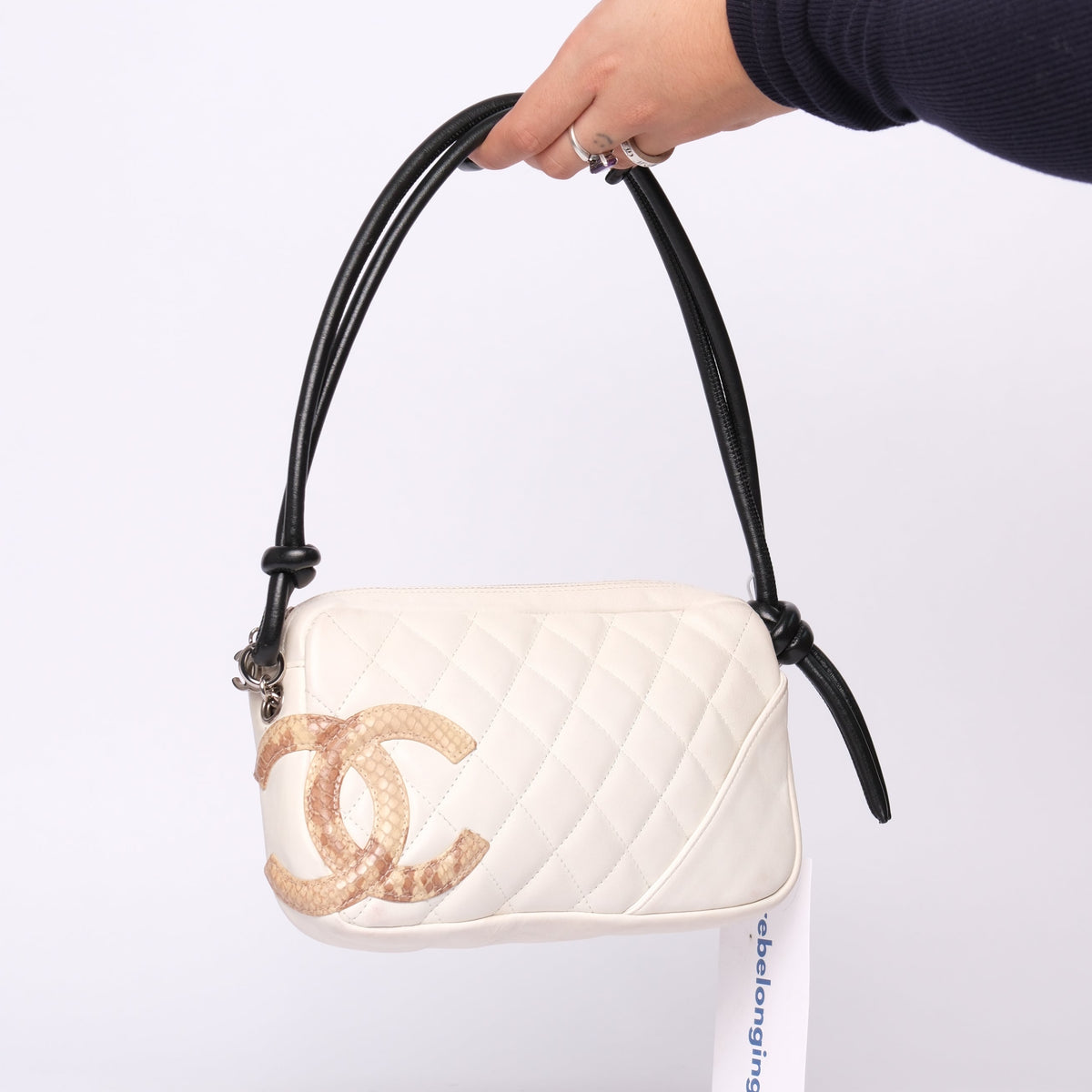 Chanel White Cambon Python Pochette