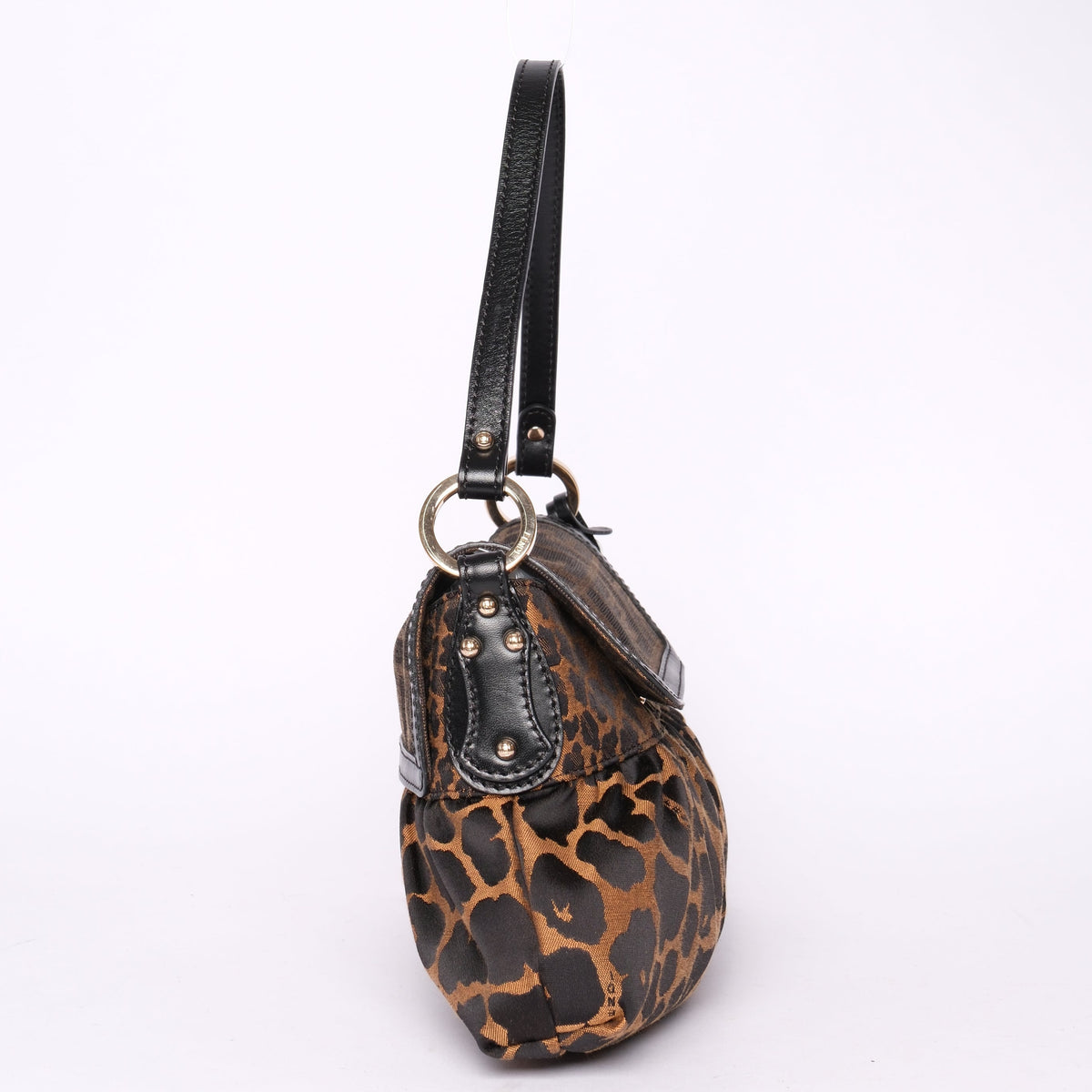 Fendi Brown Nylon & Leather Cheetah Print Zucca Monogram Chef Bag