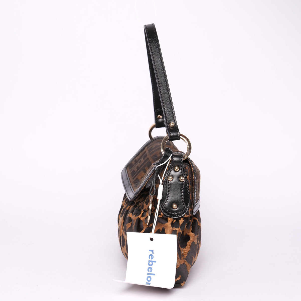 Fendi Brown Nylon & Leather Cheetah Print Zucca Monogram Chef Bag
