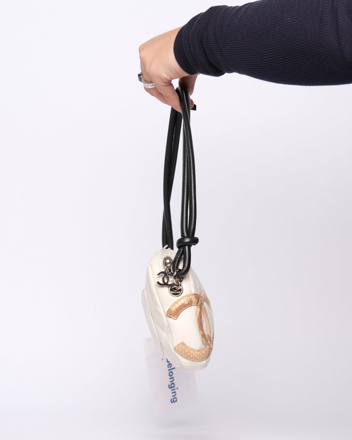 Chanel White Cambon Python Pochette