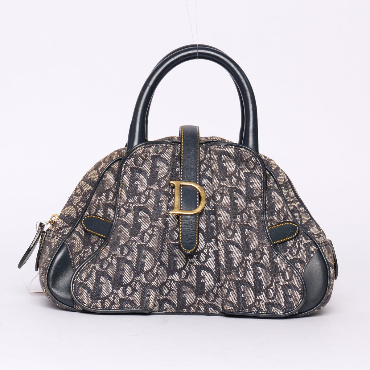 Christian Dior Navy Canvas Trotter Monogram Mini Double Saddle Bowler