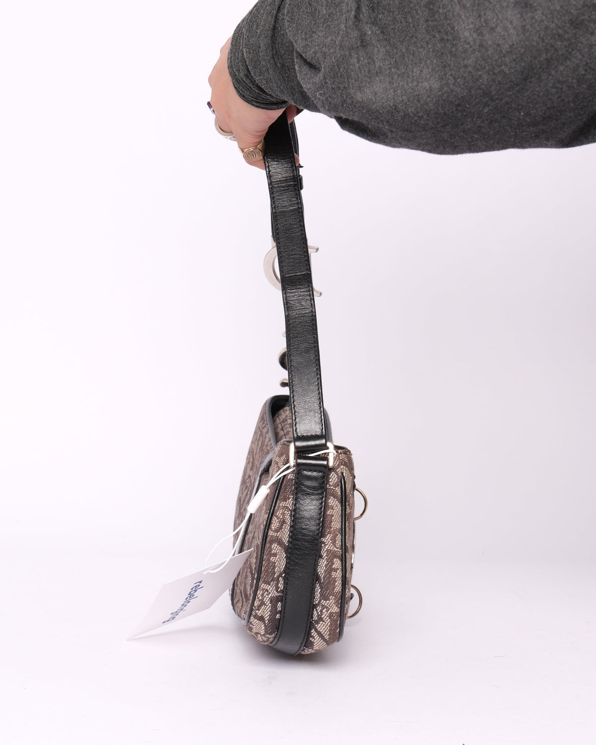Christian Dior Blue Trotter Monogram Charms Shoulder Bag
