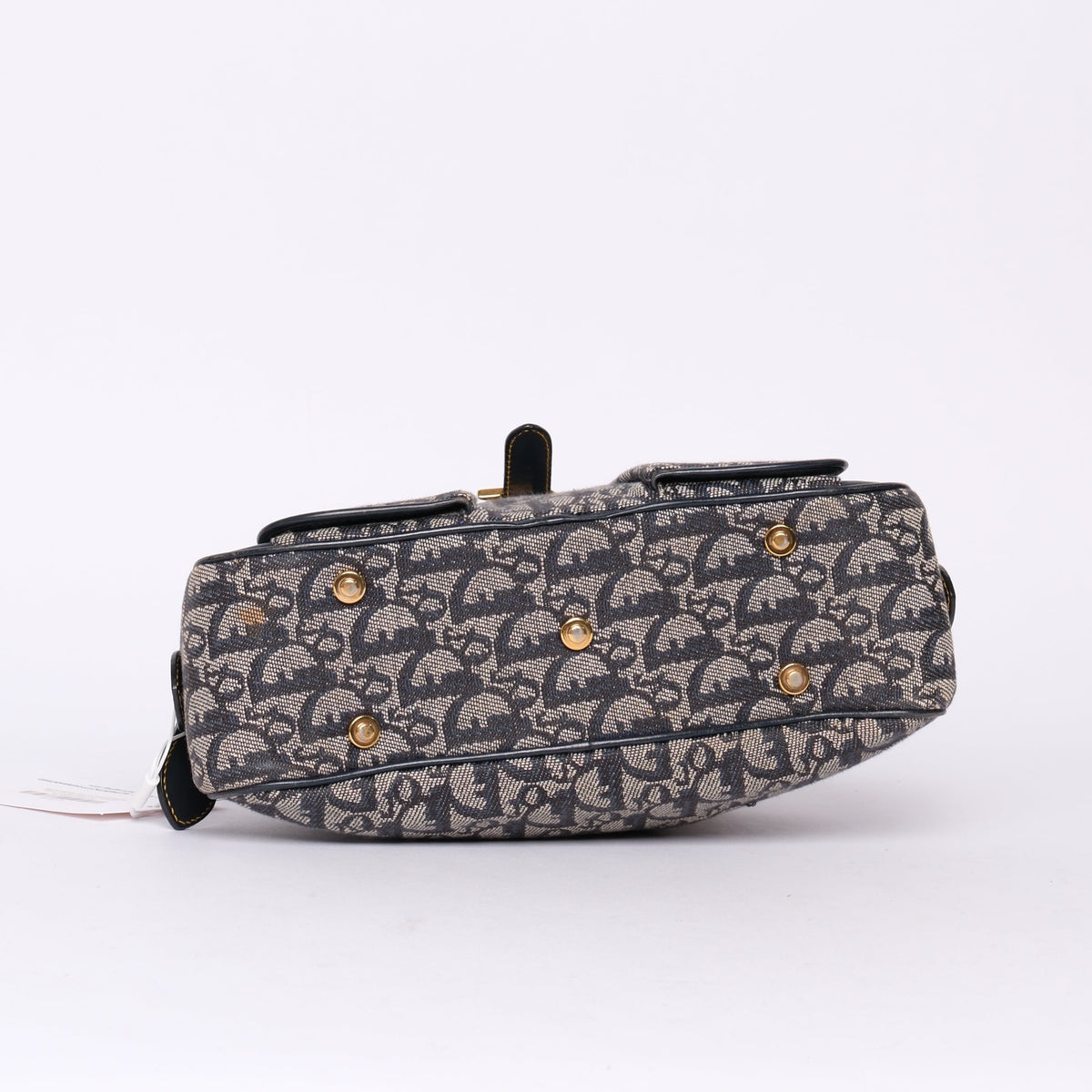 Christian Dior Navy Canvas Trotter Monogram Mini Double Saddle Bowler