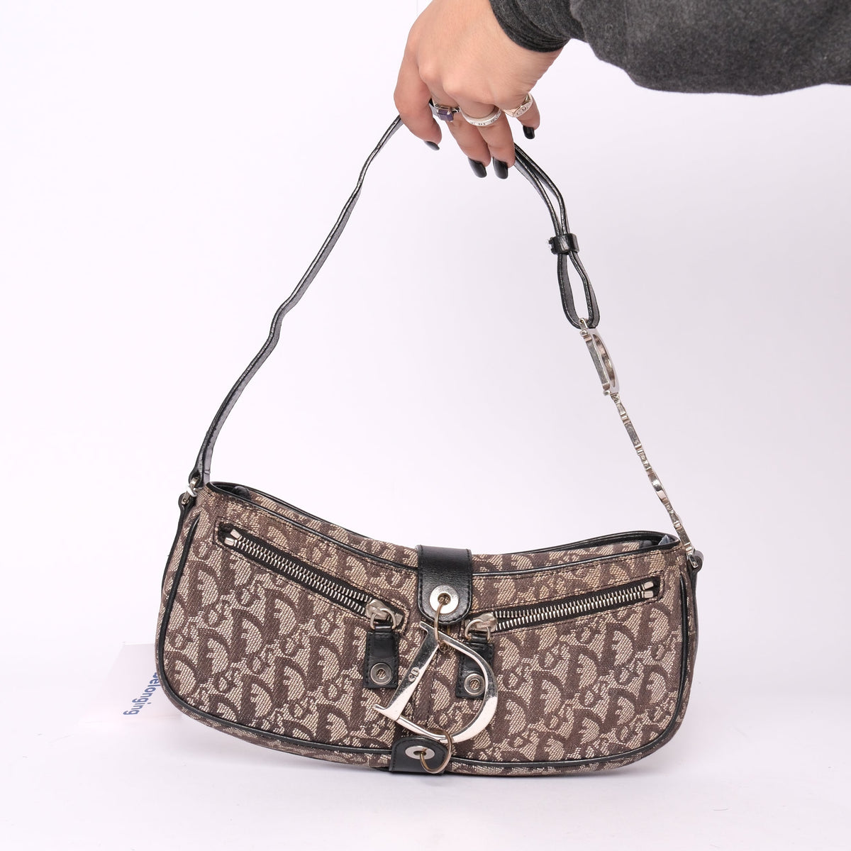 Christian Dior Blue Trotter Monogram Charms Shoulder Bag