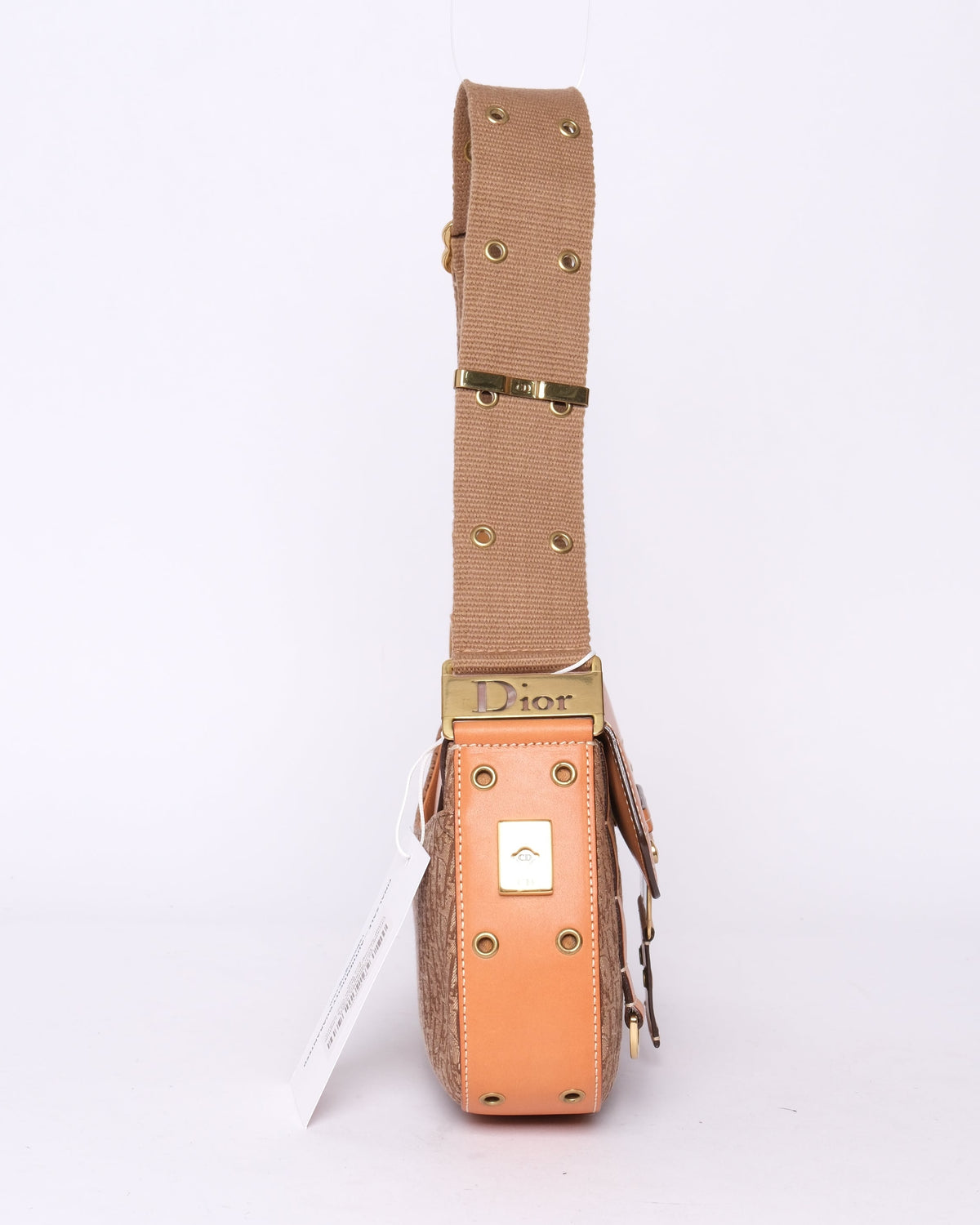 Christian Dior Beige Cavnas & Leather Trotter Monogram Street Chic Columbus Bag