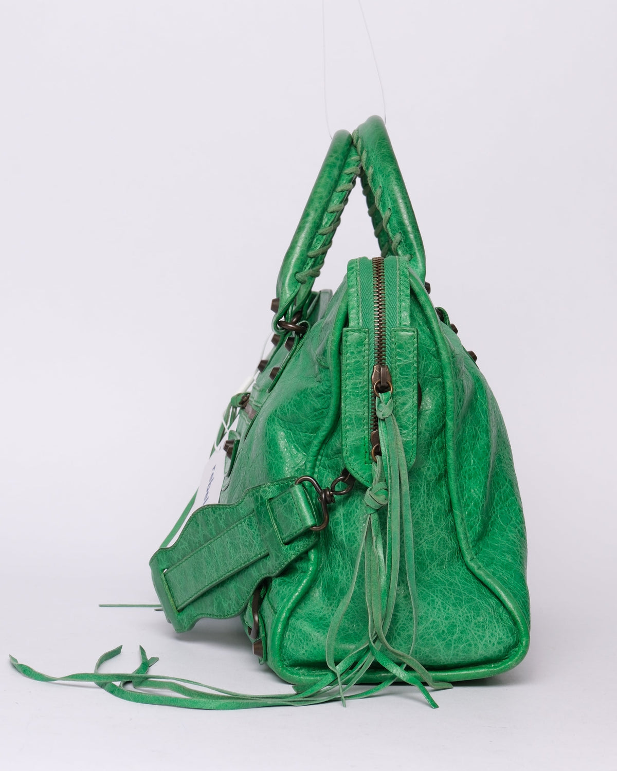 Balenciaga Green Leather City Bag Brass HW