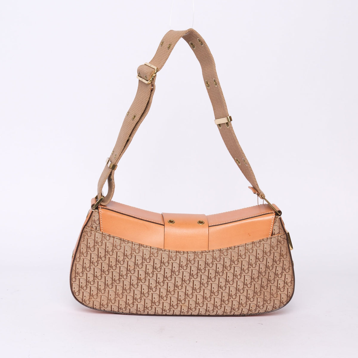 Christian Dior Beige Cavnas & Leather Trotter Monogram Street Chic Columbus Bag