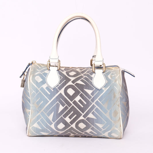 Fendi Blue Canvas Boston Bag