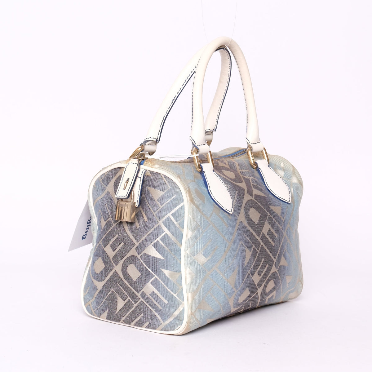 Fendi Blue Canvas Boston Bag